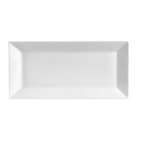 Cac Foodservice CAC China Kingsquare Porcelain Rectangular Platter, 11 5/8 in x 5-1/2 in, Super White, 12PK KSE-43