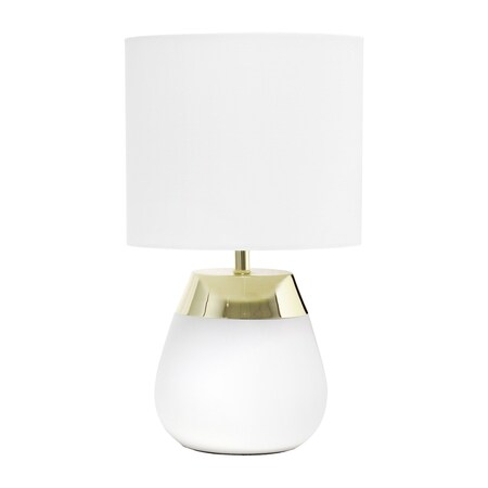 Homeroots 14" White And Gold Metal Novelty Table Lamp With White Drum Shade 643421