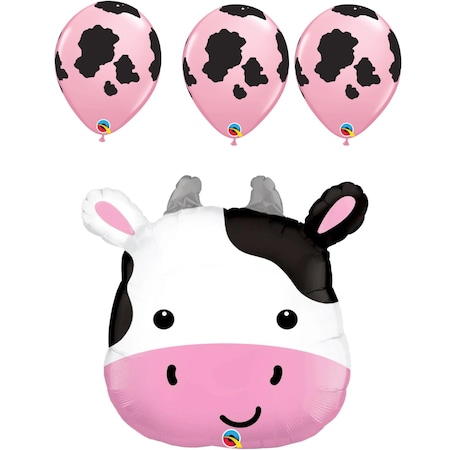 Loonballoon 28 inch CUTE HOLSTEIN COW and 11 Inch Latex Set LB-26540-Q-P