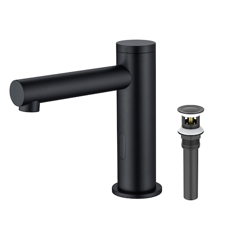 Kibi Circular Touchless Bathroom Faucet with Pop-Up Drain, Plug-In or Battery Powered C-KBF1029MB
