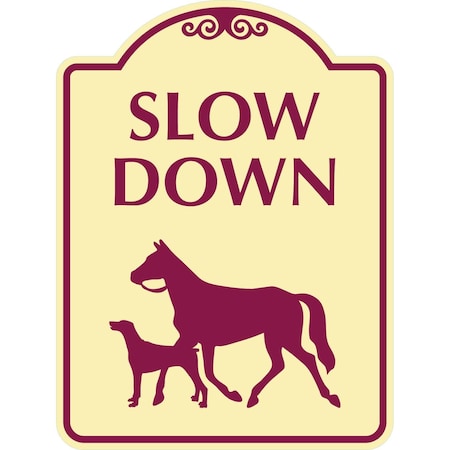 Lyle Slow Down (with Horse Dog Animals Crossing Symbols), 12x18, Engineer Grade, Tan G-2476-EG_12x18