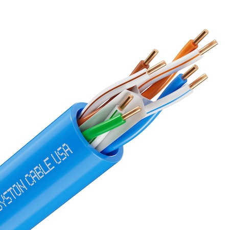 Syston Cable Technology Cat 6e Ethernet Cable Bulk, 20ft Blue, 600MHz 23AWG Solid Bare Copper, CMR Riser-Rated for PoE Use BULK1258-20BL