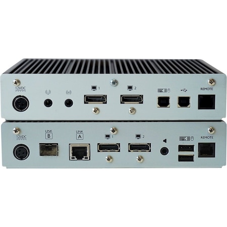 Black Box BLACK BOX KVM Extender over CATx/Fiber - Dual-Monitor, 4K DisplayPort, USB 2.0 Hub, Serial, Audio KVXHP-200