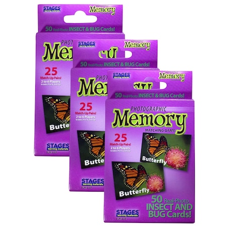 Stages Learning Materials Photographic Memory Matching Game, Insects & Bugs, 3PK 223