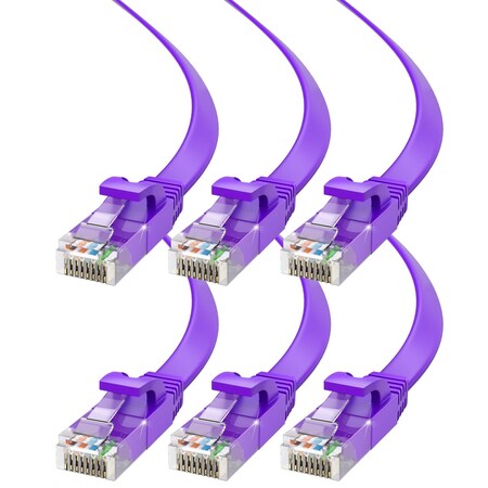 Maximm Cat6 Flat Ethernet Cable 30ft, 6PK, Purple, 6PK CAT6F-30FTPURPLE6PK