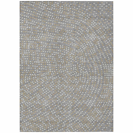 Homeroots 5' X 8' Gray Gold And Ivory Polka Dot Washable Indoor Outdoor Area Rug 599047