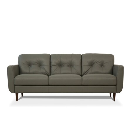 Homeroots 83" Green Leather Sofa With Black Legs 491284