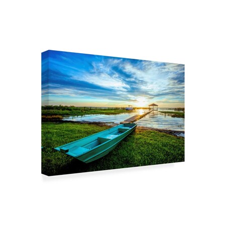 Trademark Fine Art Outdoor Canvas Art - Celebrate Life Gallery 'Rowboat at the Waters Edge' Wall Art for Patios ALI66115-OC1624WR