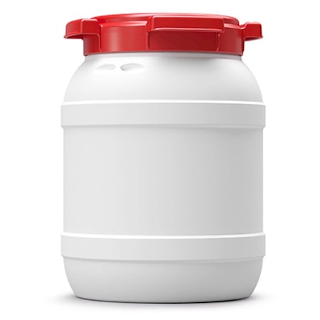 Curtec Wide Neck Drum with lid, HDPE, 6L, white - red 7006-61-046