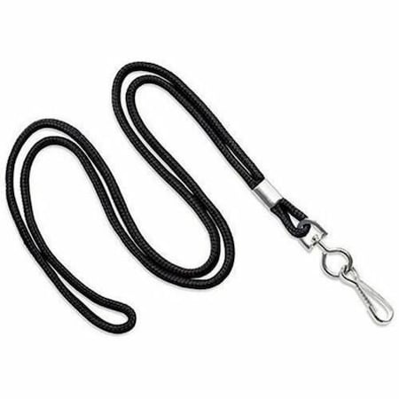 Brady LANYARD STANDARD, BLACK, ROUND WOVEN LANYARD W/NICKEL PLATED STEEL SWIVEL HOOK 2135-3001