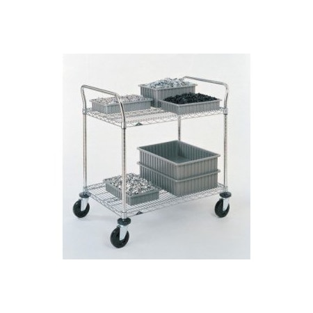 Metro Utility Cart with Shallow Lipped Wire Shelves, Steel, 600 lb Load Capacity, 2 Shelves, 60 in L 2SPN56ABR