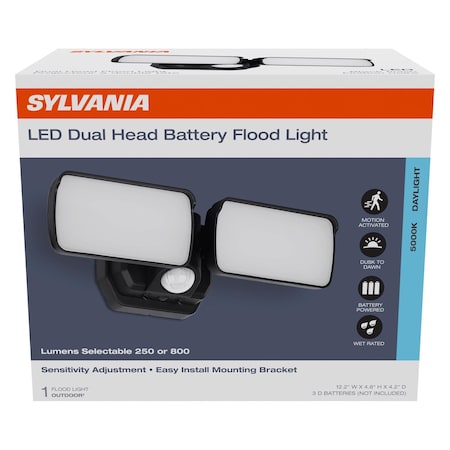 Ledvance/ Sylvania Motion-Sensing Battery Powered LED Black Security Floodlight 66948