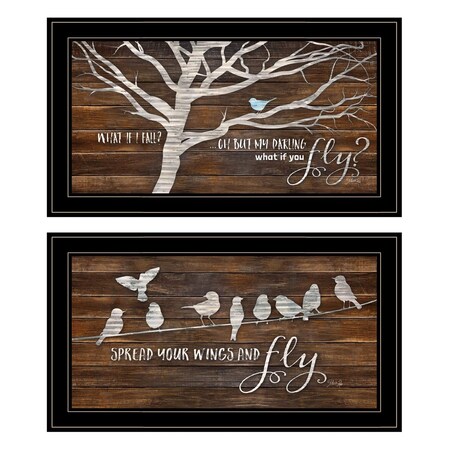 Homeroots Set Of Two Spread Your Wings 2 Black Framed Print Wall Art, 2PK 406105