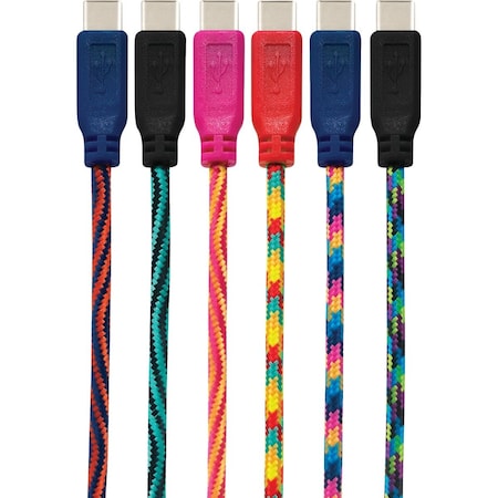 Getpower 10 Ft. Multi-Color Braided USB-C Charging & Sync Cable GP-XL-BRD-C