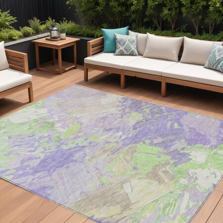 Homeroots 10' X 14' Lavender Mint Green And Beige Abstract Washable Indoor Outdoor Area Rug 618549