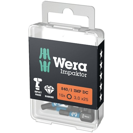 Wera 840/1 IMP DC Hex-Plus DIY Impaktor bits, 3 x 25 mm, 10 pieces 5057603001