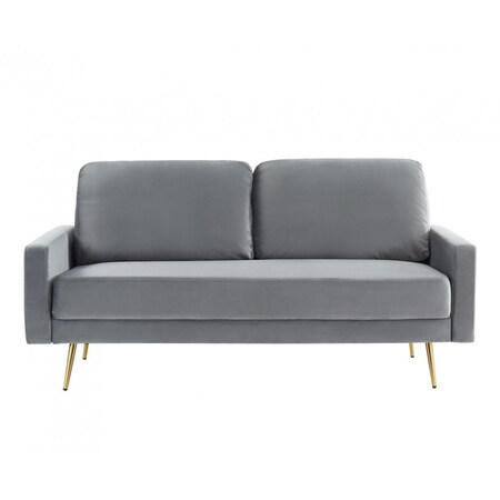 Homeroots 72" Gray Velvet Sofa With Brass Legs 480917
