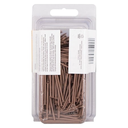 Prosource Panel Nail, 15D, 1-5/8 in L, Steel, Painted, Flat Head, Ring Shank, Brown NTP-161-PS