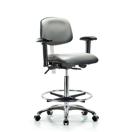 Blue Ridge Ergonomics Vinyl Clean Room Chair, Adjustable Arms BR-NCR-VHBCH-CR-T0-A1-CF-CC-8840