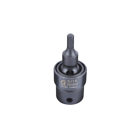 Sunex 3/8 in Drive 3/16 in Universal Hex Bit Driver Impact Socket 365802