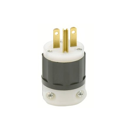 Leviton Straight Blade Plug, 6-15P, 15 A, 250V AC, 2 Pole, Screw Terminals, Grounded 5666-PLC