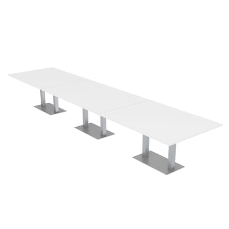 Skutchi Designs Rectangle Conference Table With Power Unit, 48 in W, 192 in L, White HAR-REC-48X192-DOU-W960-NA