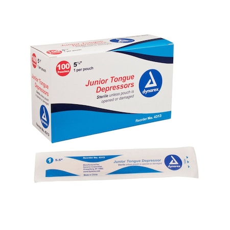 Dynarex Tongue Depressors Wood - Sterile, 5 1/2", Junior, 1000PK 4313