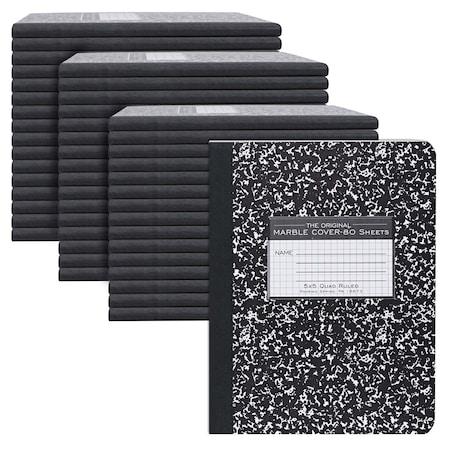Roaring Spring Case of Black Marble Comp Notebooks, 5x5 Graph Ruled, 80 sht, 15 lb Paper, 9.75"x7.75", Hard Cover, PK48 77227cs