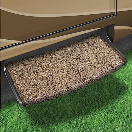 Presto Fit STEPS AND STEP RUGS RV Wrap Around Hook And Spring 22 Inch Width Brown Outdoor Turf With Marine B 2-0201