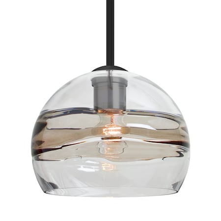 Besa Lighting Besa Spirit 8 Stem Pendant, Clear/Smoke, Black Finish, 1x 60W MAX E26 Base 1TT-SPIR8SC-BK