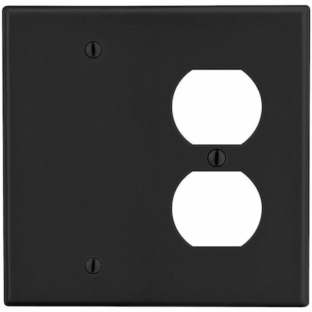 Hubbell Wiring Device-Kellems Wallplate, 2-Gang, 1) Duplex 1) Box Mount Blank, Black P138BK