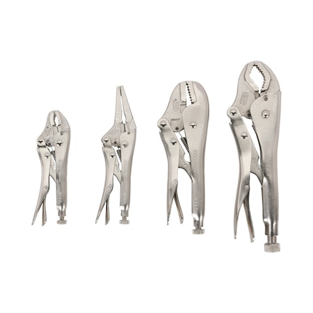 Westward Locking Plier Sets, Plain Grip, 4 Pcs 793LA8