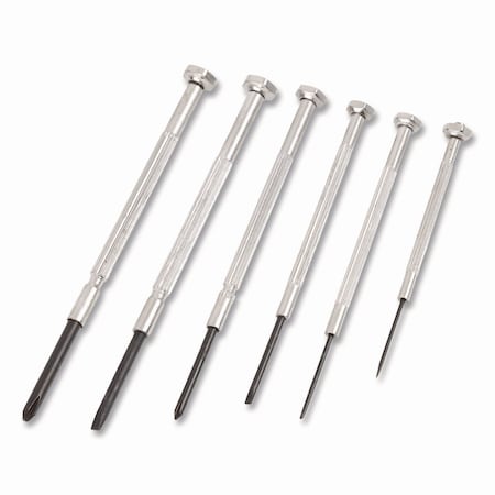 Great Neck Precision Screwdriver Set, Six-Piece, Phillips/Slotted, Assorted Lengths, Polished Steel Handles GP6C