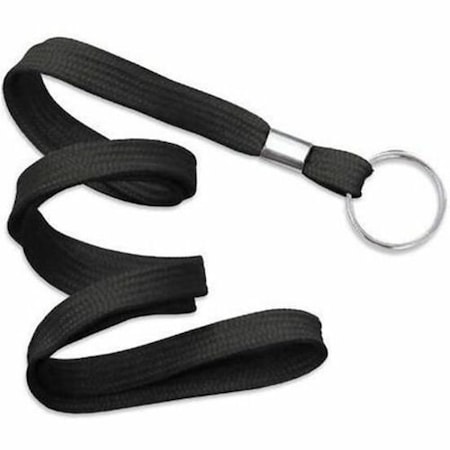 Brady LANYARD STANDARD, BLACK 3/8in, FLAT WOVEN LANYARD W/NICKEL PLATED STEEL, SPLIT RING 2135-3651