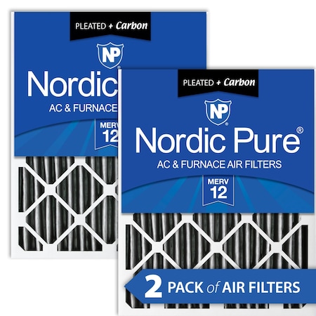Nordic Pure 12x24x4 Plus Carbon Pleated Air Filter, High Capacity, MERV 12, 2 PK 12x24x4PM12C-2