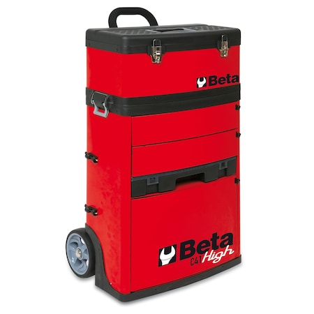 Beta C41H Tool Cart, 3 Drawer, Red, Sheet Metal, 21 in W x 13 in D x 36 in H C41H-R