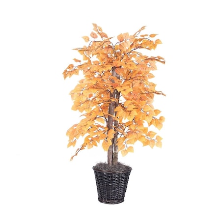 Vickerman 4 ft. Golden Aspen Bush with Circular Rattan TBU2240