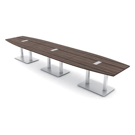 Skutchi Designs Boat Conference Table With Power Unit, 48 in W, 216 in L, Brown HAR-BOT-48x216-DOU-H3041-ESIL