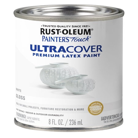 Rust-Oleum Interior/Exterior Paint, Gloss, White, Half Pint 1992730