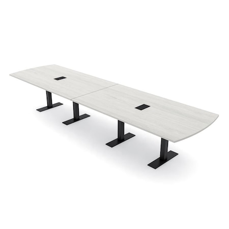 Skutchi Designs 14ft Conference Table W/ Power Unit | 14 Person Modular Arc Rectangle Meeting Table | Harmony Series HAR-AREC-48X168-T.BK-K458-EBLK