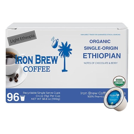 Iron Brew Coffee, Light Roast, Single Serve Cup, Caffeinated, Ground, 3.5 lb, 96 PK EKCLR