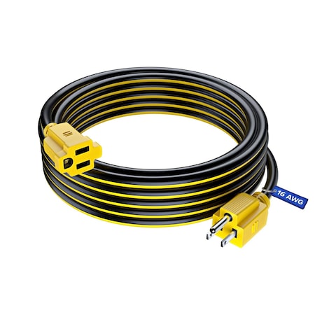Maximm 25ft 16AWG SJTW Extension Cord, Black/Yellow C-bk-yl-P-yl-I-bk-25ft