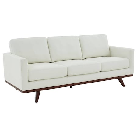 Leisuremod Chester Modern Leather Sofa with Birch Wood Base, White CS83W-L