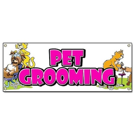 Signmission Pet Grooming, 18 Inch x 48 Inch, Banner B-Pet Grooming