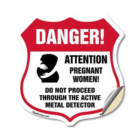 Signmission Pregnant Women Shield Sign Danger! Atten, 12 Inch X 12 Inch, Vinyl Decal SHI-D-12-433