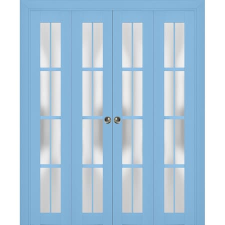 Sartodoors Sliding Closet Double Bi-fold Doors Solid Core Modern Interior VEREGIO7412DBF-AQU-72 x 80 (4* 18x80)