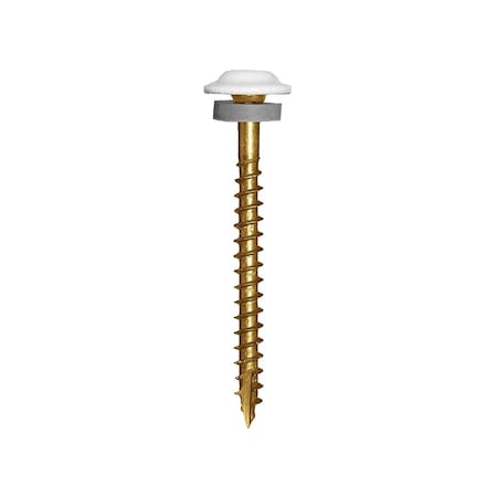Grk Fasteners Cabinet Screw, 1-1/2" L, Washer Head, Star Drive, Zip-Tip Point, Powder-Coated Steel, White, 80PK 120670