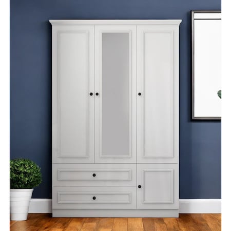 Homeroots 71" White Mirrored Four Door Two Drawer Combo Dresser 569290