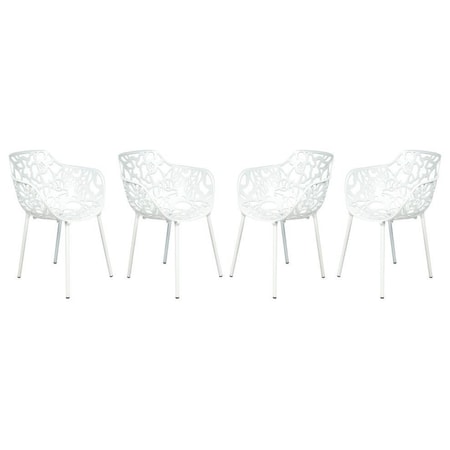 Leisuremod Modern Devon Aluminum Armchair, White, 4PK DCA23W4