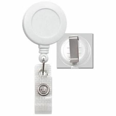 Brady BADGE REEL, WHITE, 1-1/4in 32MM, PLASTIC CLIP-ON BADGE REEL, NO STICKER, REINFORCED VINYL 2120-3008